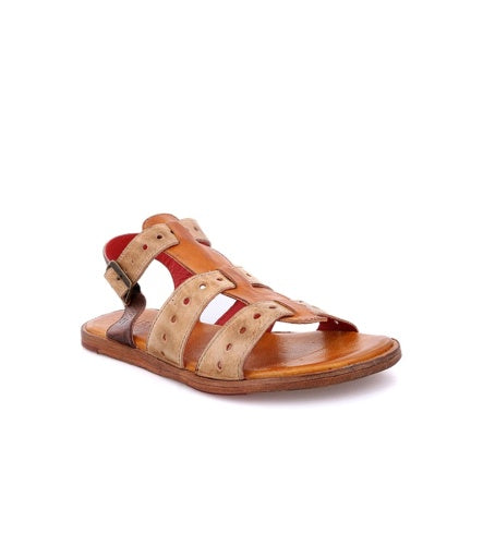 Bedstu Flat Buckled Sandals  - Sue Cafe latte Rustic