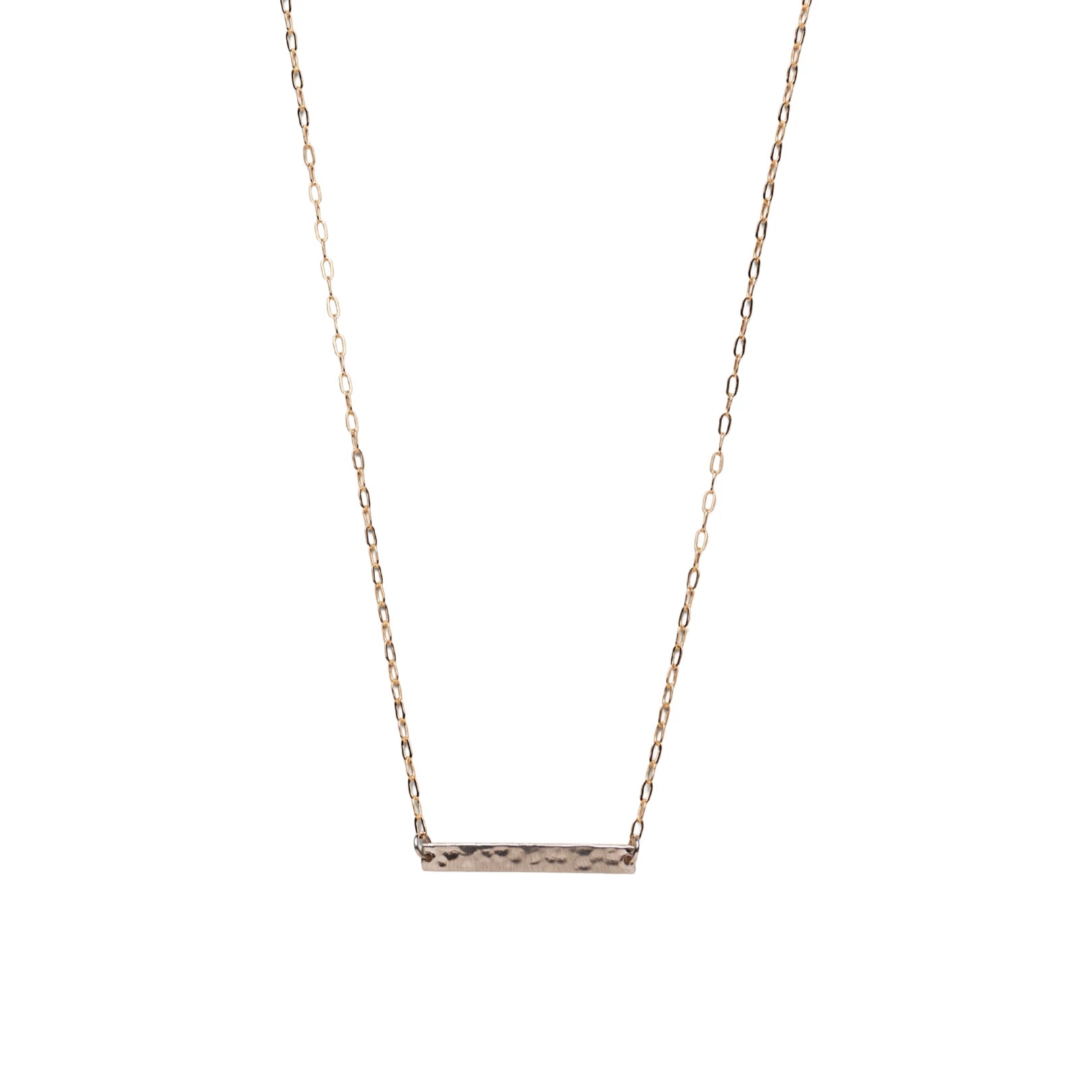 Hammered Bar Necklace in Mixed Metals Sterling Silver/ Gold Filled