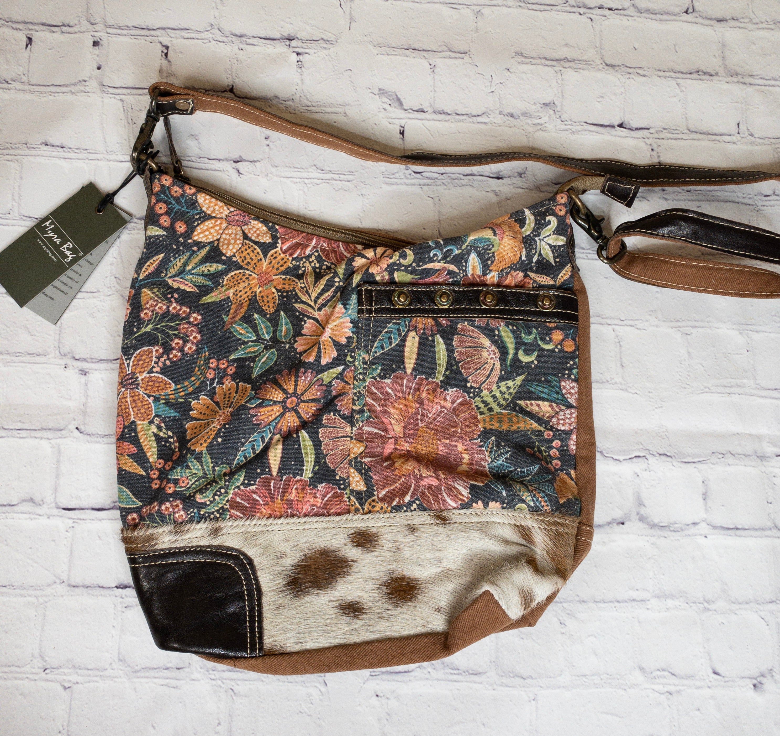 Floral top pattern hobo style bag