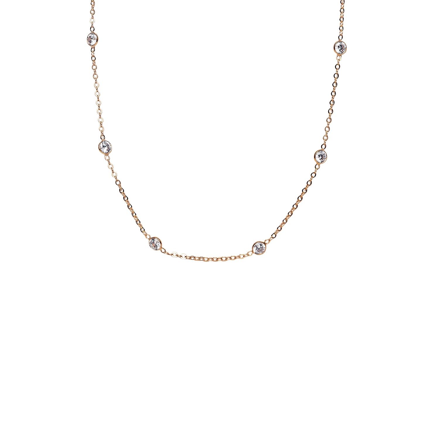 CZ Station Necklace in Gold Filled