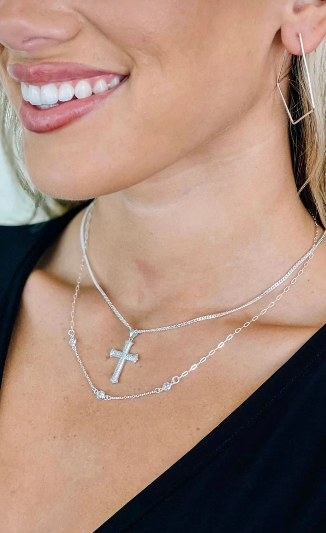 CZ Cross Necklace - The Bronze Butterfly