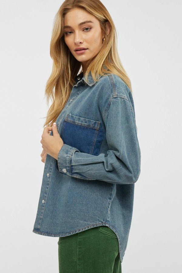 Davi & Dani Denim Shacket - The Bronze Butterfly