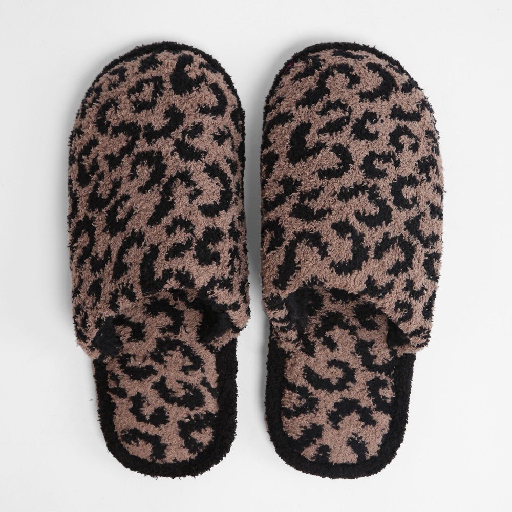 Fuzzy Leopard Print Slippers - The Bronze Butterfly