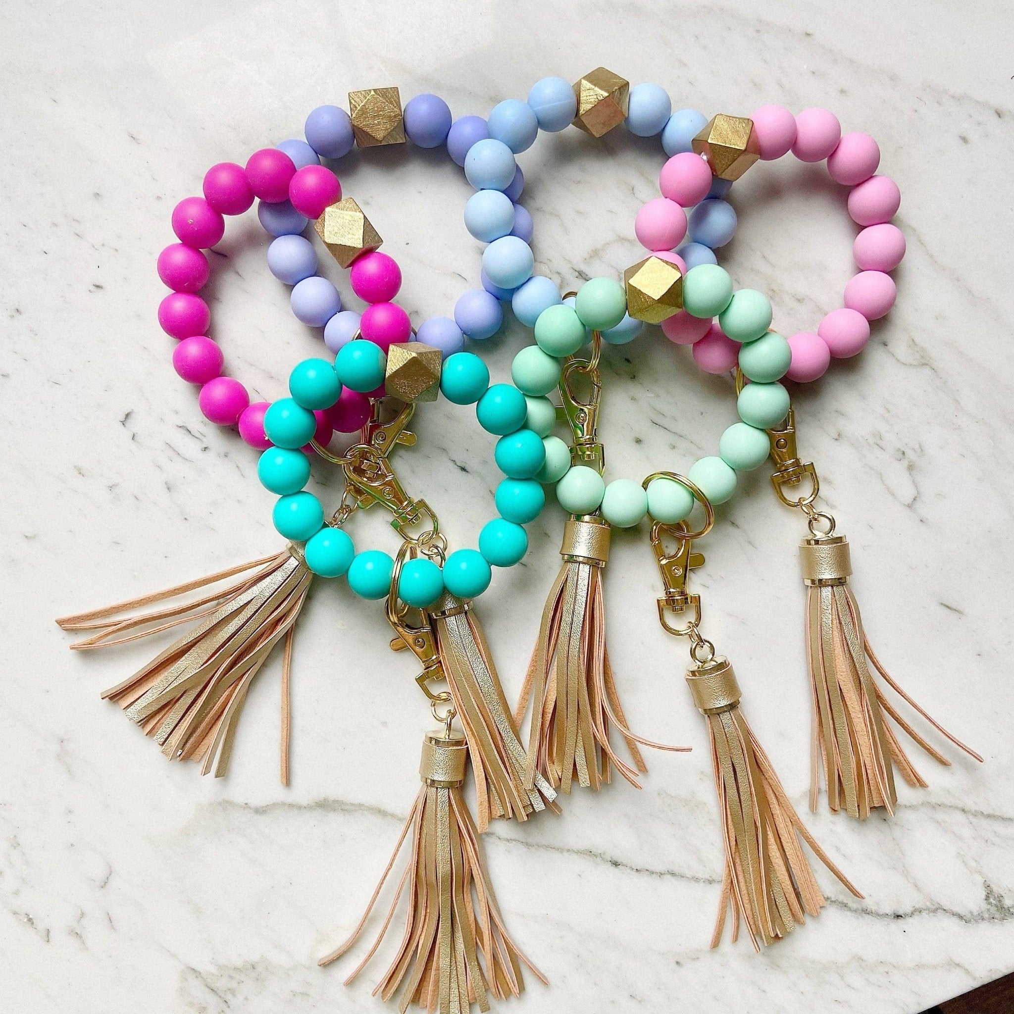 Lanyard Lovebirds O Wristband Keychain Gold Tassel - The Bronze Butterfly