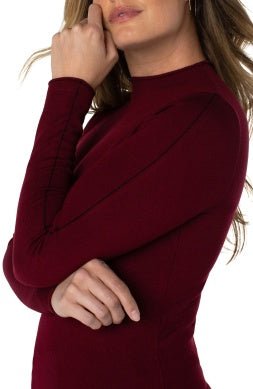 Liverpool Burgundy Mock Neck Long Sleeve - The Bronze Butterfly