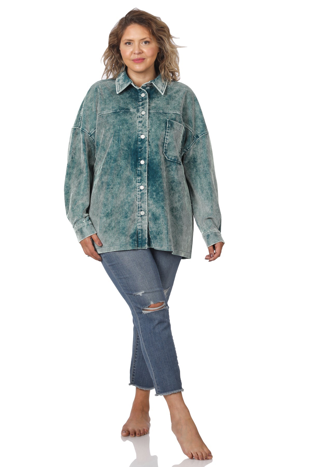 Mineral Washed Corduroy Shacket - The Bronze Butterfly