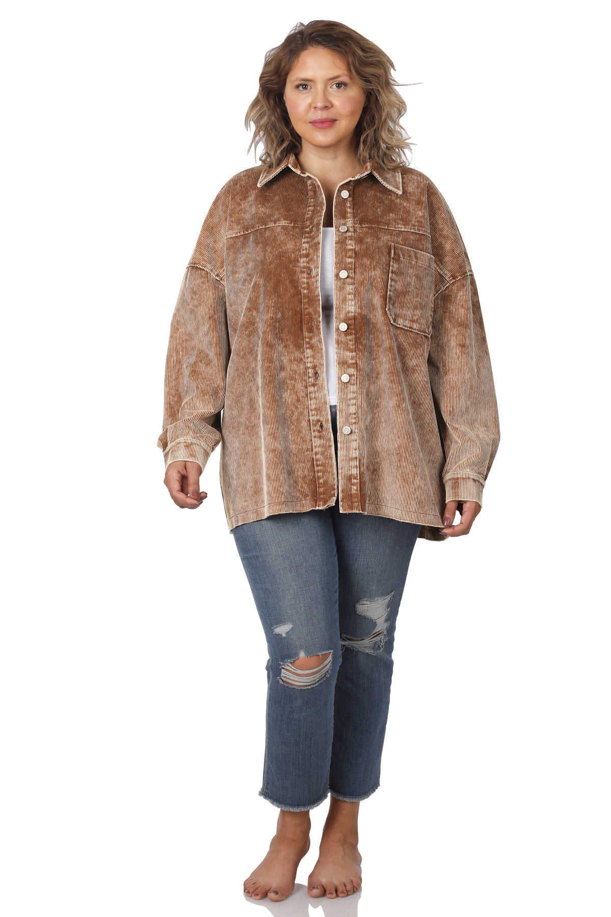 Mineral Washed Corduroy Shacket - The Bronze Butterfly