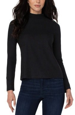 Mock Neck Long Sleeve Rib Knit Top - The Bronze Butterfly