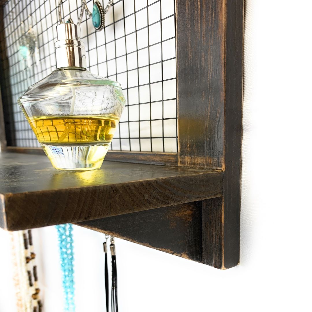 Rustic Wood Wall - mounted Jewelry Wooden Organizer - The Bronze Butterfly