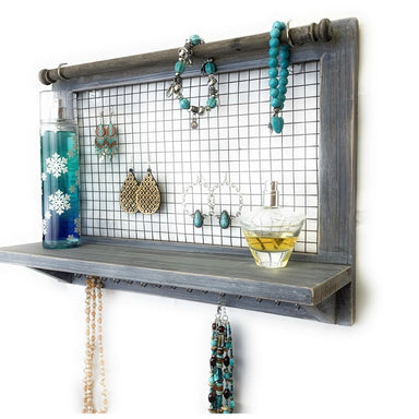 Rustic Wood Wall - mounted Jewelry Wooden Organizer - The Bronze Butterfly
