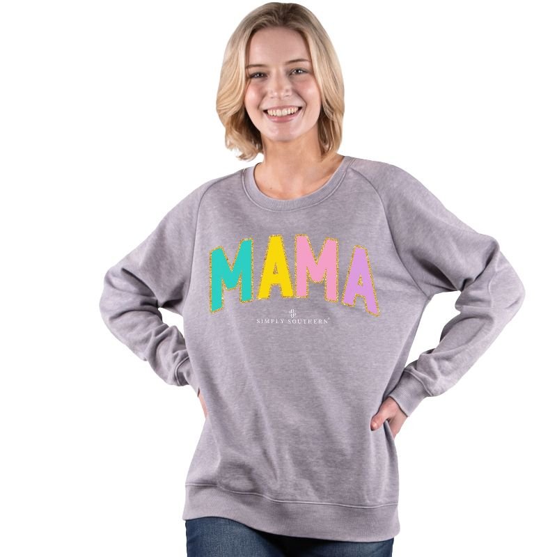 Simply Southern Crew Sweatshirts with Varsity Patch Letters - The Bronze Butterfly