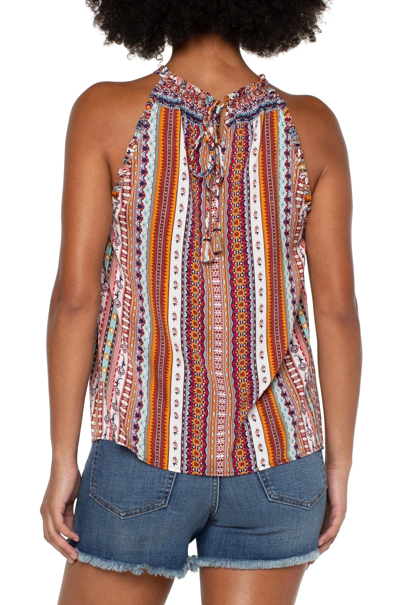 Sleevelss Halter Top with Ruffles - Liverpool - The Bronze Butterfly