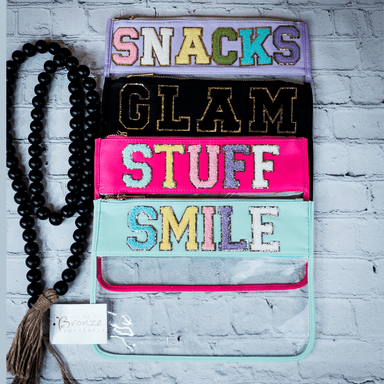 Trendy Travel Bags with SEWN on Chenille letters - The Bronze Butterfly