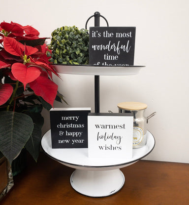 Two Tier White Enamel tray - The Bronze Butterfly